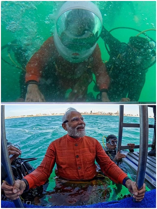 ಸಮುದ್ರದಲ್ಲಿ ಮುಳುಗಿರುವ ದ್ವಾರಕಾ ನಗರಕ್ಕೆ ತಲುಪಿ, ಪೂಜೆ ಸಲ್ಲಿಸಿದ ಪ್ರಧಾನಿ ಮೋದಿ