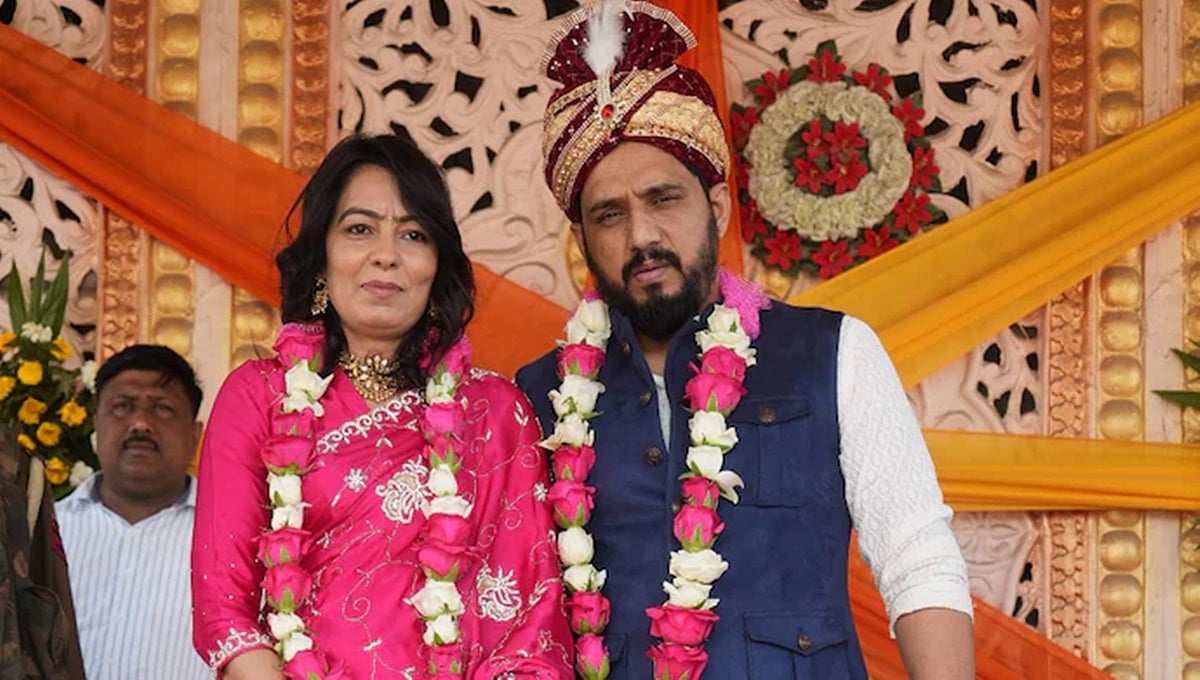 ದೆಹಲಿ: ಪೊಲೀಸರ ಭಾರೀ ಭದ್ರತೆ ನಡುವೆ ಗ್ಯಾಂಗ್ಸ್ಟರ್ ಕಾಲಾ ಜತೇದಿ ಜೊತೆ 'ರಿವಾಲ್ವರ್ ರಾಣಿ' ವಿವಾಹ