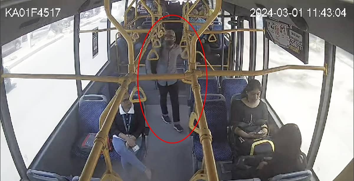 ರಾಮೇಶ್ವರಂ ಕೆಫೆ ಸ್ಫೋಟ ಪ್ರಕರಣ: BMTC ಬಸ್ʼನಲ್ಲಿ ಶಂಕಿತನ ಚಲನವಲನದ ಮತ್ತಷ್ಟು ದೃಶ್ಯ ಸೆರೆ!