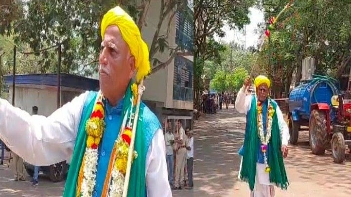 ಧಾರವಾಡ: ಚಾವಟಿ ಬಡಿಯುತ್ತಾ ಬರಿಗಾಲಲ್ಲಿ ಬಂದು ನಾಮಪತ್ರ ಸಲ್ಲಿಸಿದ ಅಭ್ಯರ್ಥಿ! ಯಾರೂ ಈ ಮಲ್ಲಿಕಾರ್ಜುನಗೌಡ!