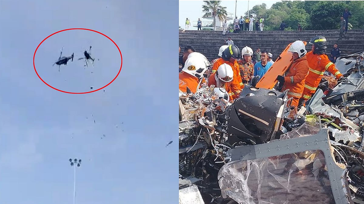 Helicopter collision: ಮಲೇಷ್ಯಾದಲ್ಲಿ ಎರಡು ಸೇನಾ ಹೆಲಿಕಾಪ್ಟರ್ ಢಿಕ್ಕಿ, 10 ಮಂದಿ ಸಾವು
