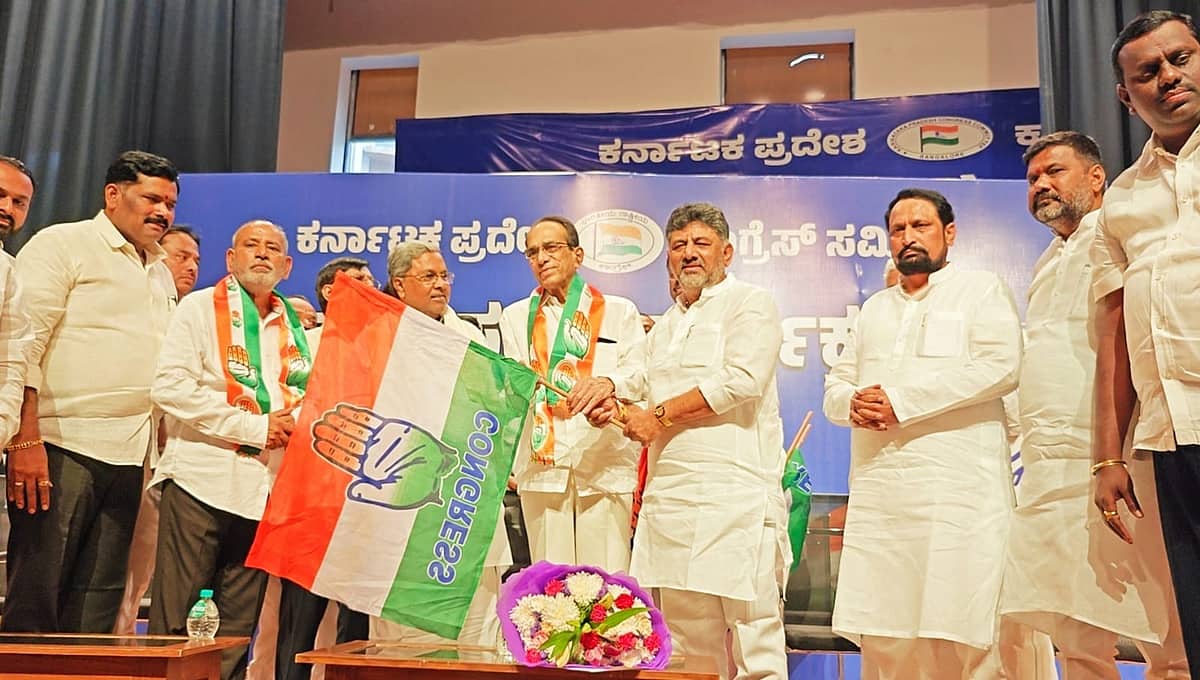 ದೇಶದಲ್ಲಿ ಬಿಜೆಪಿ ಅಧಿಕಾರಕ್ಕೆ ಬರಲು ಸಾಧ್ಯವಿಲ್ಲ: ಕರಡಿ ಸಂಗಣ್ಣ ಕಾಂಗ್ರೆಸ್ ಸೇರ್ಪಡೆ ನಂತರ ಡಿಕೆಶಿ ಹೇಳಿಕೆ