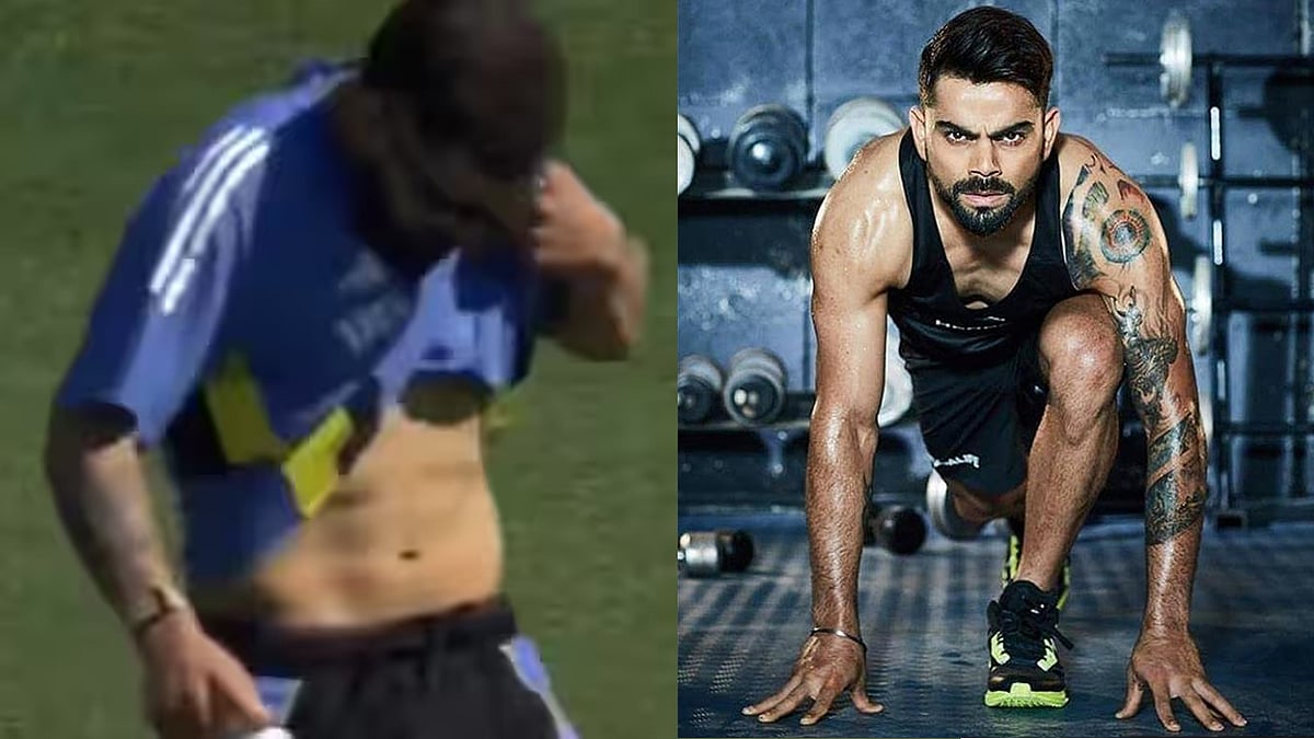 Video: ಮೈದಾನದಲ್ಲೇ ಸಿಕ್ಸ್ ಪ್ಯಾಕ್ ತೋರಿಸಿದ Virat Kohli; ಭಾರತದ ''ರನ್ ಮೆಷಿನ್'' ಈ ಪರಿ ಫಿಟ್ಟಾ?