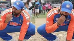 T20 World Cup: ಗೆಲುವಿನ ಸವಿ ನೆನಪಿಗಾಗಿ ಪಿಚ್​ನ ಮಣ್ಣು ತಿಂದು, ಧನ್ಯತೆ ಅರ್ಪಿಸಿದ ರೋಹಿತ್; ವಿಡಿಯೊ ವೈರಲ್​