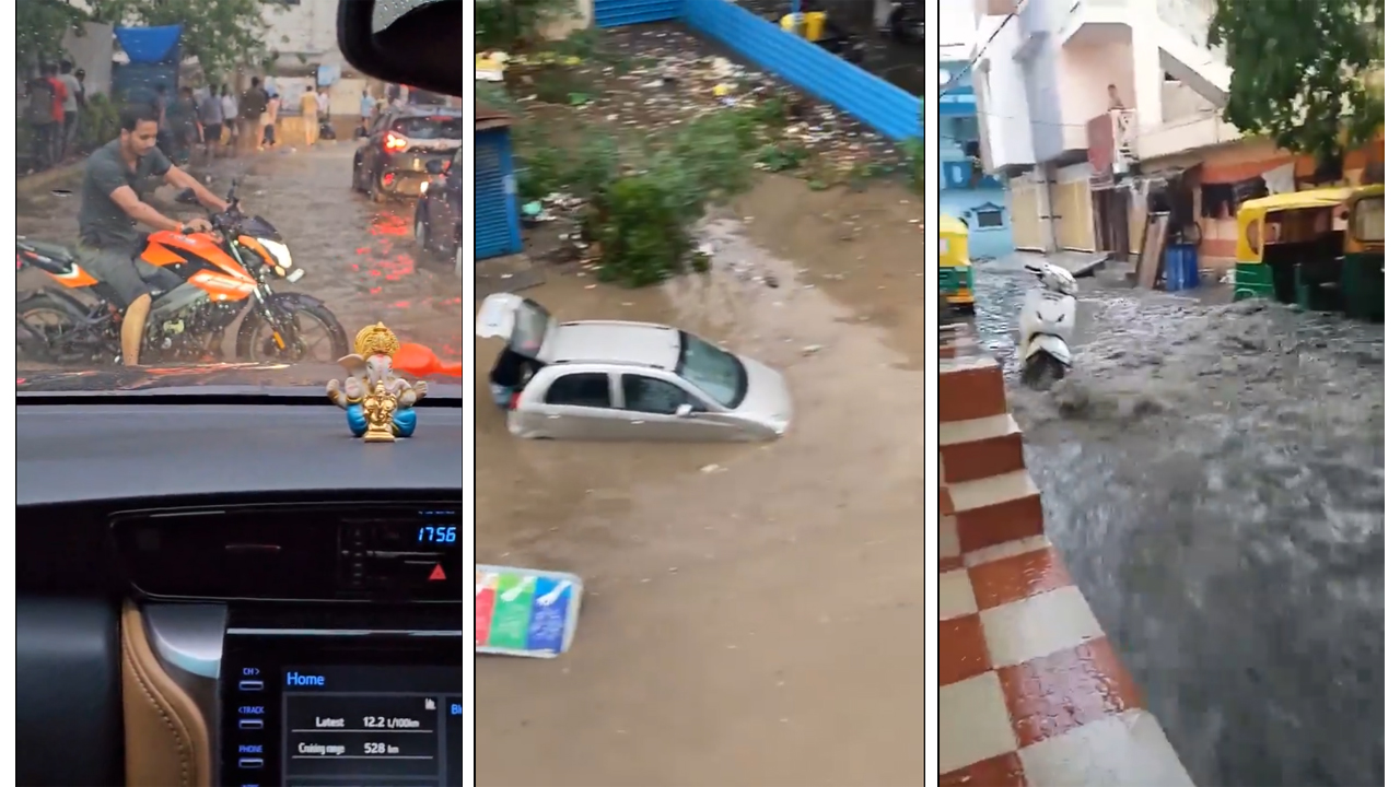 Bengaluru Rains: ಬೆಂಗಳೂರಿನಲ್ಲಿ ಭಾರಿ ಮಳೆ, ರಸ್ತೆಗಳು ಜಲಾವೃತ್ತ, ಮೇಲ್ಸೇತುವೆ ಕೆಳಗೆ ಆಶ್ರಯ ಪಡೆದ ಸವಾರರು!