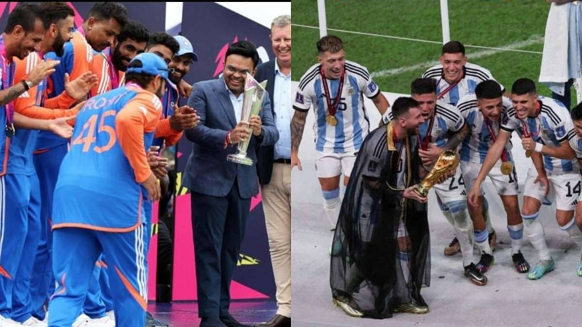 ICC T20 World Cup 2024: ಟ್ರೋಫಿ ಸ್ವೀಕಾರ ವೇಳೆ ''Lionel Messi'' ಶೈಲಿ, ರೋಹಿತ್ ಗೆ Kuldeep Yadav ಸಲಹೆ, ''ತರ್ಲೆ'' ಎಂದು ಮೊಟಕಿದ ಸೂರ್ಯ!