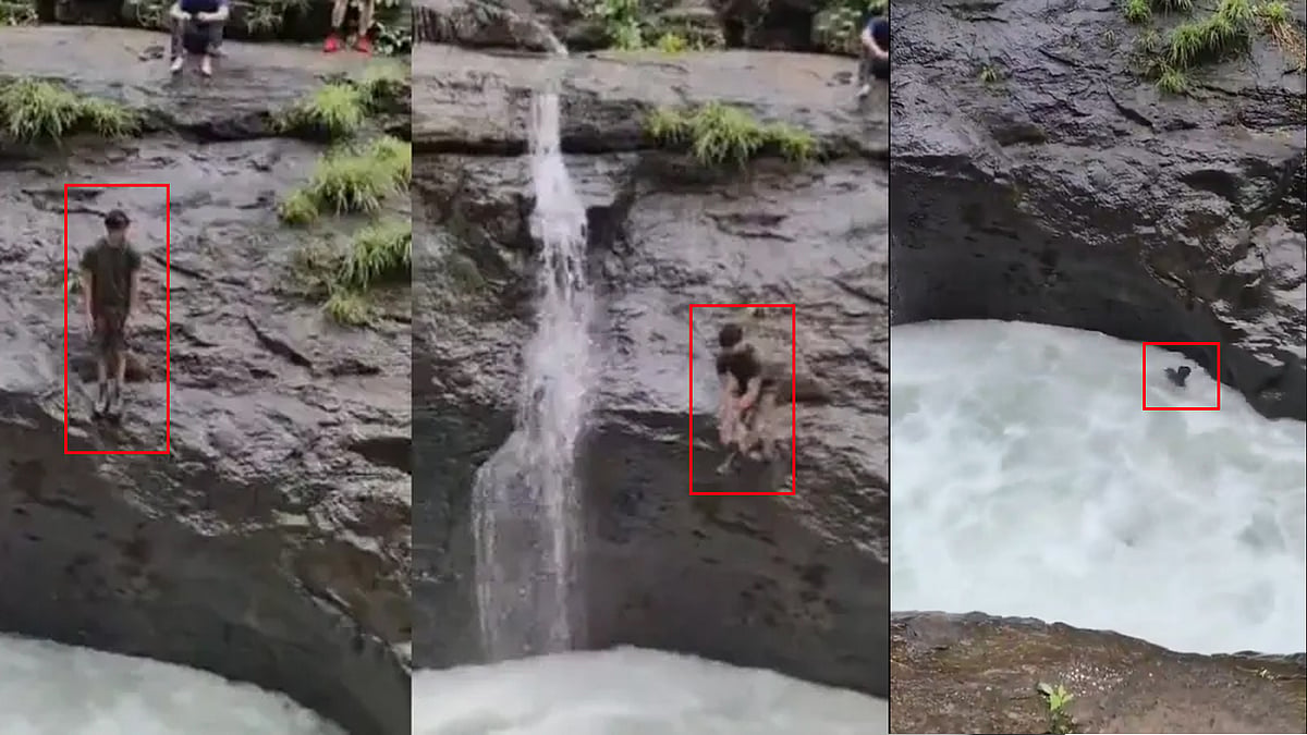 ಮತ್ತೊಂದು ಹುಚ್ಚಾಟ: ತುಂಬಿ ಹರಿಯುತ್ತಿದ್ದ Tamhini Ghat ಜಲಪಾತಕ್ಕೆ ಬಿದ್ದು ಕೊಚ್ಚಿ ಹೋದ ಯುವಕ; video