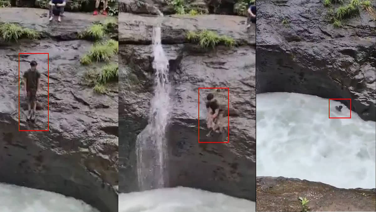 ಮತ್ತೊಂದು ಹುಚ್ಚಾಟ: ತುಂಬಿ ಹರಿಯುತ್ತಿದ್ದ Tamhini Ghat ಜಲಪಾತಕ್ಕೆ ಬಿದ್ದು ಕೊಚ್ಚಿ ಹೋದ ಯುವಕ; video