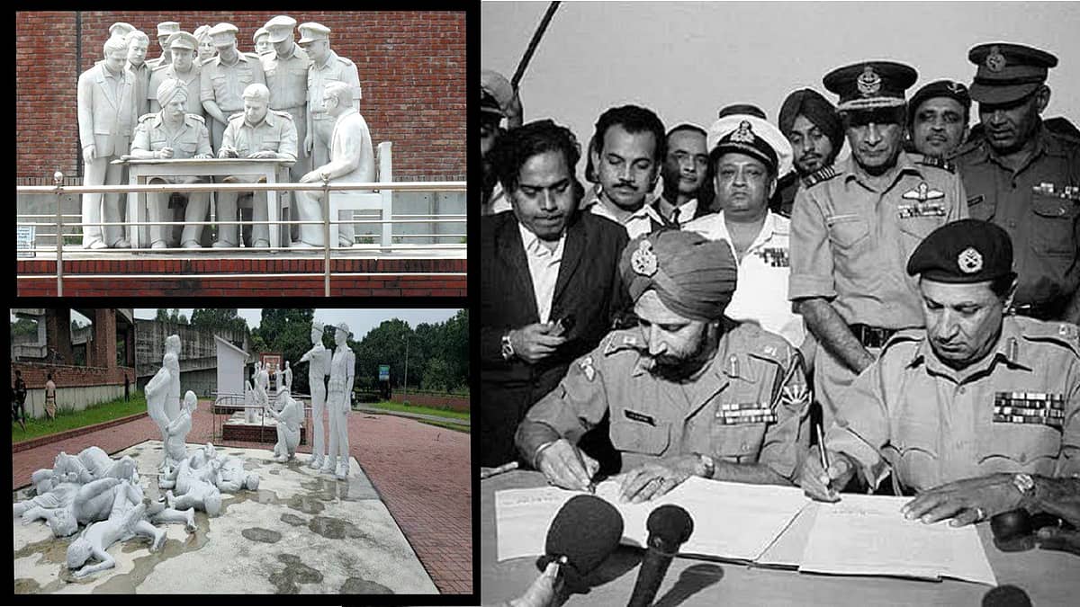 ಪಾಕ್ ಸ್ನೇಹಿಯಾಗುತ್ತಿದೆಯೇ Bangladesh?; 1971ರ Pakistan Army ಶರಣಾಗತಿ ಪ್ರತಿಮೆ ಧ್ವಂಸ