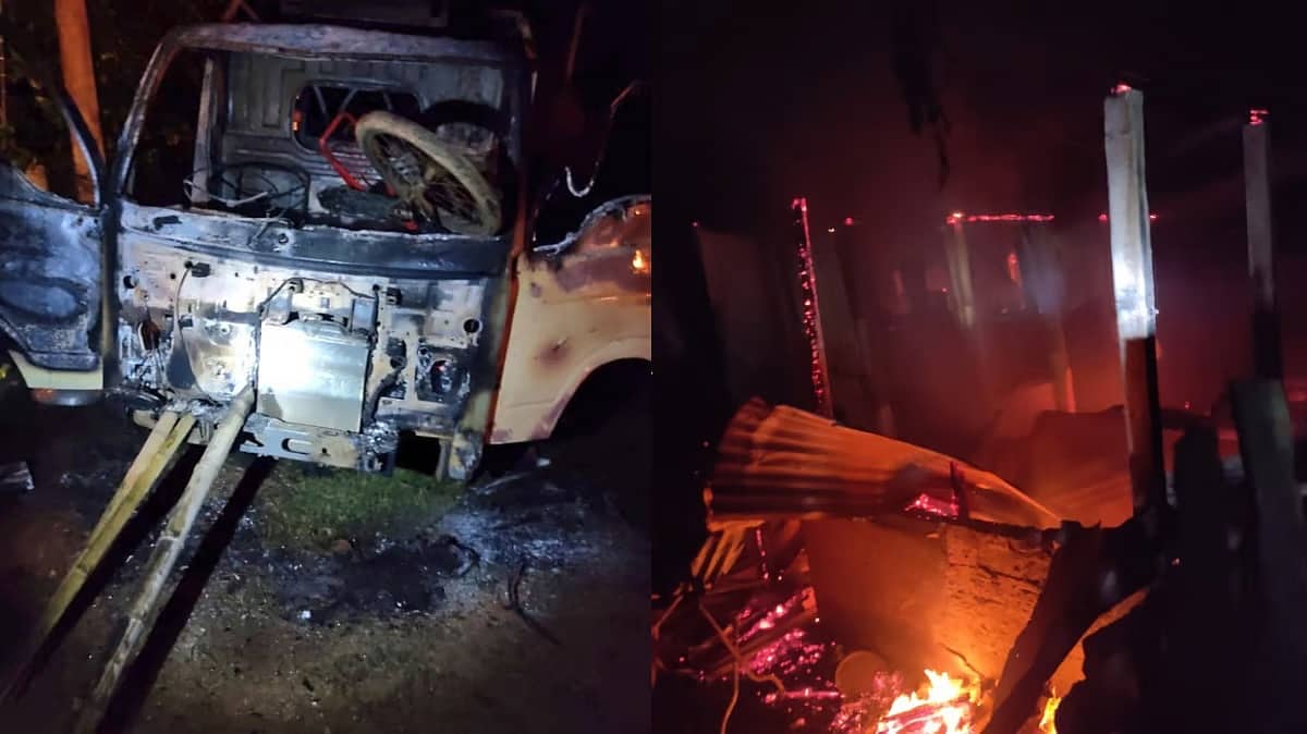 ದೇವಸ್ಥಾನದ ವಿಗ್ರಹ ವಿರೂಪ: ತ್ರಿಪುರಾದಲ್ಲಿ 12 ಮನೆ, ವಾಹನಗಳಿಗೆ ಕಿಡಿಗೇಡಿಗಳಿಂದ ಬೆಂಕಿ