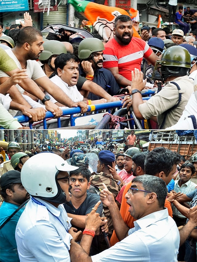 ಪೊಲೀಸ್ ದಬ್ಬಾಳಿಕೆ ವಿರೋಧಿಸಿ ಬಿಜೆಪಿಯಿಂದ ಬಂಗಾಳ ಬಂದ್ | IN PICS