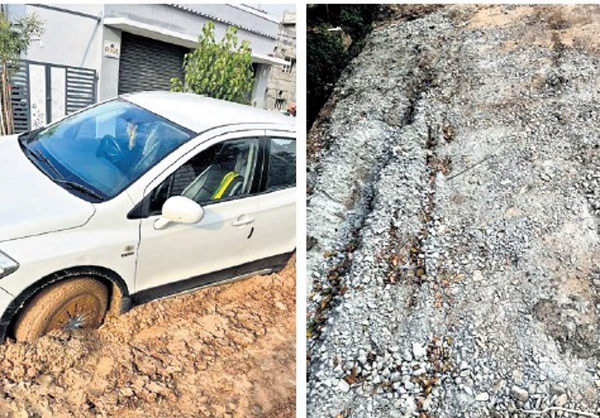 ಬೆಂಗಳೂರು: ಹುಷಾರ್ ಇದು ರಸ್ತೆಯಲ್ಲ... ಕೆಸರುಗದ್ದೆ, ಜೆಲ್ಲಿ ಕಲ್ಲಿನ ರಾಶಿ!
