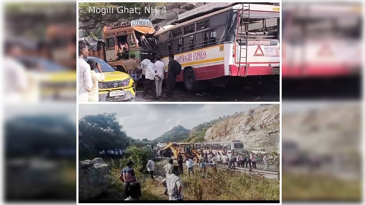 Video: ಆಂಧ್ರ ಪ್ರದೇಶದಲ್ಲಿ ಭೀಕರ ಅಪಘಾತ; ಸರ್ಕಾರಿ ಬಸ್ ಗೆ ಲಾರಿ ಢಿಕ್ಕಿ, 8 ಸಾವು!