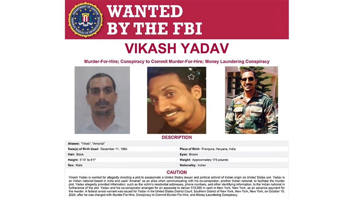 ಸಿಖ್ ಪ್ರತ್ಯೇಕತಾವಾದಿ ಹತ್ಯೆಗೆ ಸಂಚು: ಭಾರತೀಯ ಅಧಿಕಾರಿ ವಿರುದ್ಧ ಅಮೆರಿಕ ಚಾರ್ಜ್ ಶೀಟ್