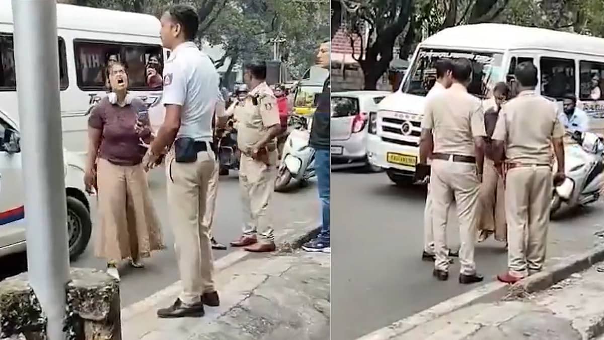 ಬೆಂಗಳೂರಿನಲ್ಲಿ ಹಾಡಹಗಲೇ ಕರ್ತವ್ಯ ನಿರತ ಪೊಲೀಸ್ ಮೇಲೆ ಮಹಿಳೆಯಿಂದ ಹಲ್ಲೆ; Video Viral