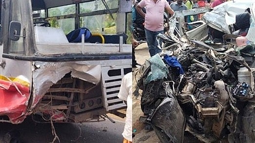 ಬೆಂಗಳೂರು-ಮೈಸೂರು ಹೆದ್ದಾರಿಯಲ್ಲಿ ಭೀಕರ ಅಪಘಾತ: KSRTC ಬಸ್ ಗೆ ಕಾರು ಡಿಕ್ಕಿ, ಮೂವರು ದುರ್ಮರಣ!