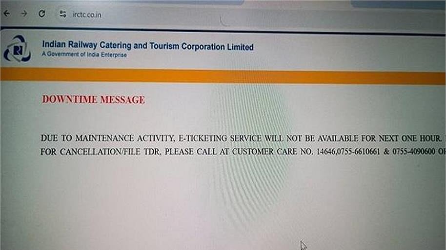 IRCTC ವೆಬ್ಸೈಟ್ ಸ್ಥಗಿತ, ತತ್ಕಾಲ್ ಟಿಕೆಟ್ ಬುಕ್ ಮಾಡುತ್ತಿದ್ದ ಪ್ರಯಾಣಿಕರಿಗೆ ತೊಂದರೆ!