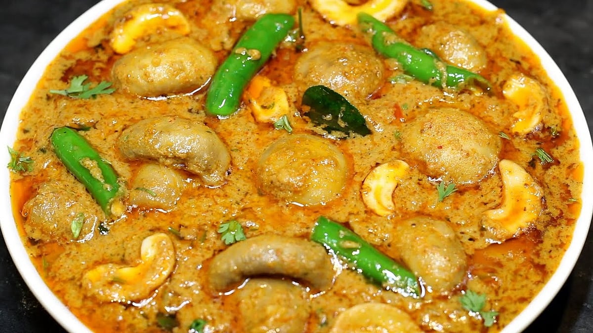 ಕಾಜು ಮಶ್ರೂಮ್ ಮಸಾಲಾ - kaju Mushroom masala recipe in Kannada