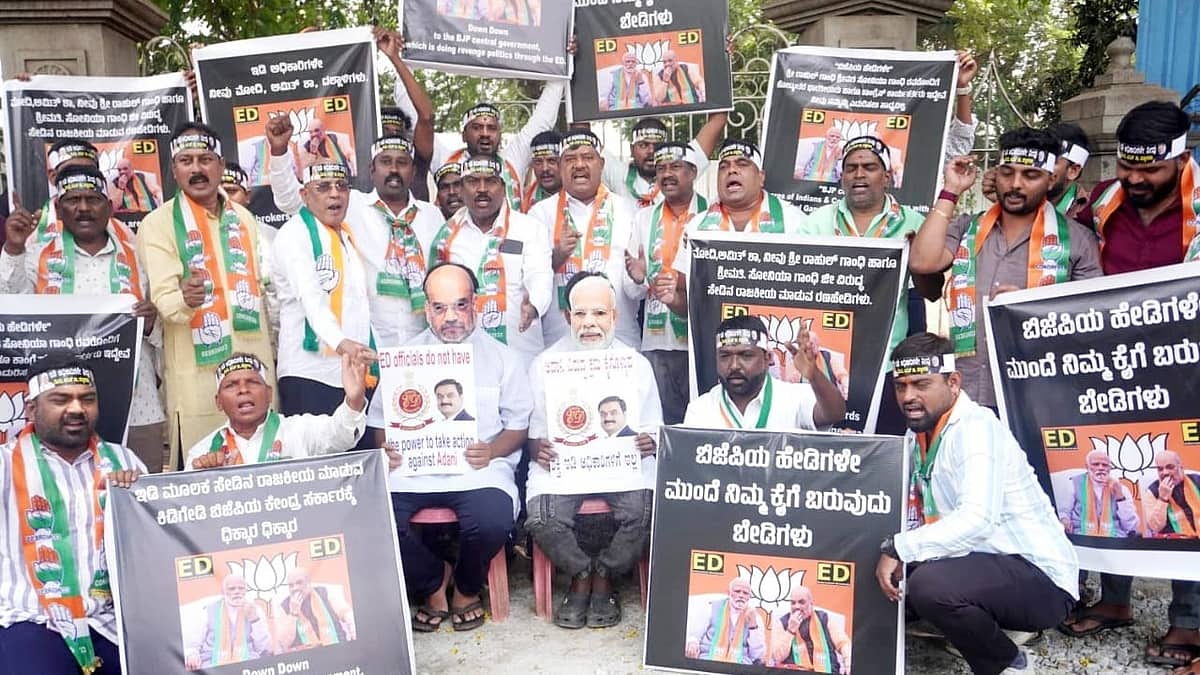 ಸೋನಿಯಾ-ರಾಹುಲ್ ವಿರುದ್ಧ ಜಾರ್ಜ್ ಶೀಟ್: ED ಕಚೇರಿಗೆ 'ಕೈ' ಕಾರ್ಯಕರ್ತರ ಮುತ್ತಿಗೆ, ಕೇಂದ್ರದ ವಿರುದ್ಧ ಆಕ್ರೋಶ