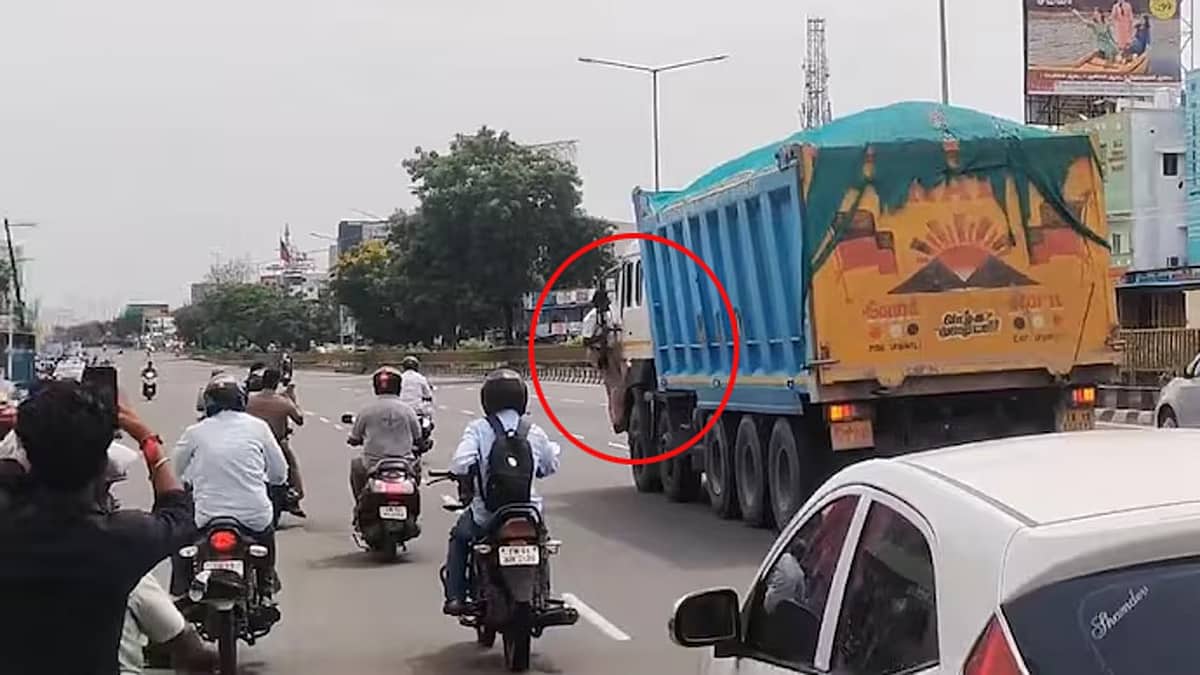 Truck Hijack ತಡೆಯಲು ಹೋದ ಪೊಲೀಸ್ ಅಧಿಕಾರಿಯನ್ನೇ ಹೊತ್ತೊಯ್ದ ಚಾಲಕ; ಹೆದ್ದಾರಿಯಲ್ಲಿ ಸಿನಿಮೀಯ ಚೇಸ್; Video
