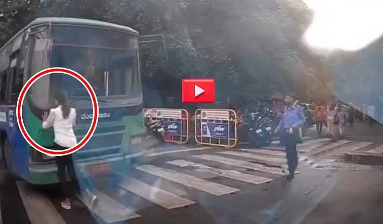 ಸ್ವಲ್ಪದರಲ್ಲೆ ಯುವತಿ ಬಚಾವ್: ರಸ್ತೆಮಧ್ಯೆ BMTC ಬಸ್ ಚಾಲಕನ ಹುಚ್ಚಾಟ; Video Viral!