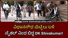 Watch | ವಿಧಾನಸೌಧ ಮೆಟ್ಟಿಲು ಬಳಿ ಸೈಕಲ್ ನಿಂದ ಬಿದ್ದ DK Shivakumar!