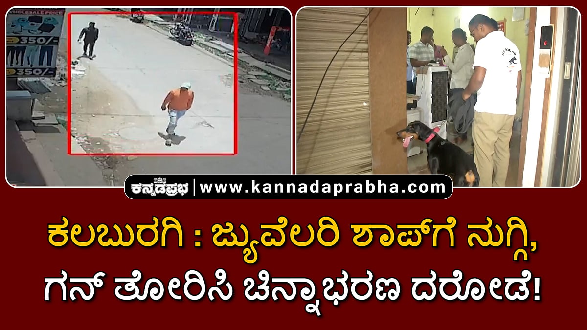 Watch | ಕಲಬುರಗಿ: ಜ್ಯುವೆಲರಿ ಶಾಪ್‌ಗೆ ನುಗ್ಗಿ, ಗನ್​ ತೋರಿಸಿ ಚಿನ್ನಾಭರಣ ದರೋಡೆ!