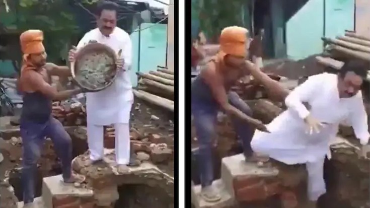 ಸಮಾಜ ಸೇವೆ: ದೇಗುಲ ನಿರ್ಮಾಣಕ್ಕೆ ನೆರವು; ಪೋಸ್ ನೀಡುವ ವೇಳೆ ಗುಂಡಿಗೆ ಬಿದ್ದ ವೈದ್ಯ! Video