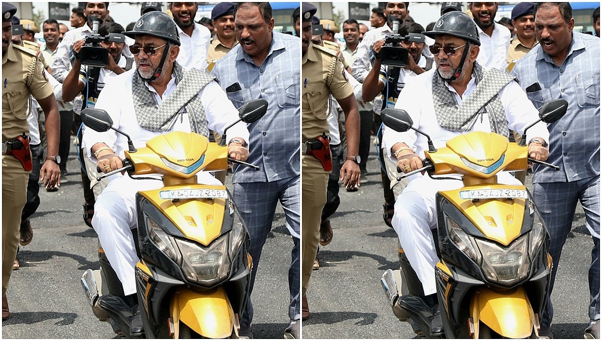 ಬೆಂಗಳೂರು: ಹೊಸ ಫ್ಲೈಓವರ್ ಮೇಲೆ ಬೈಕ್ ಓಡಿಸಿದ DCM ಡಿ.ಕೆ ಶಿವಕುಮಾರ್!