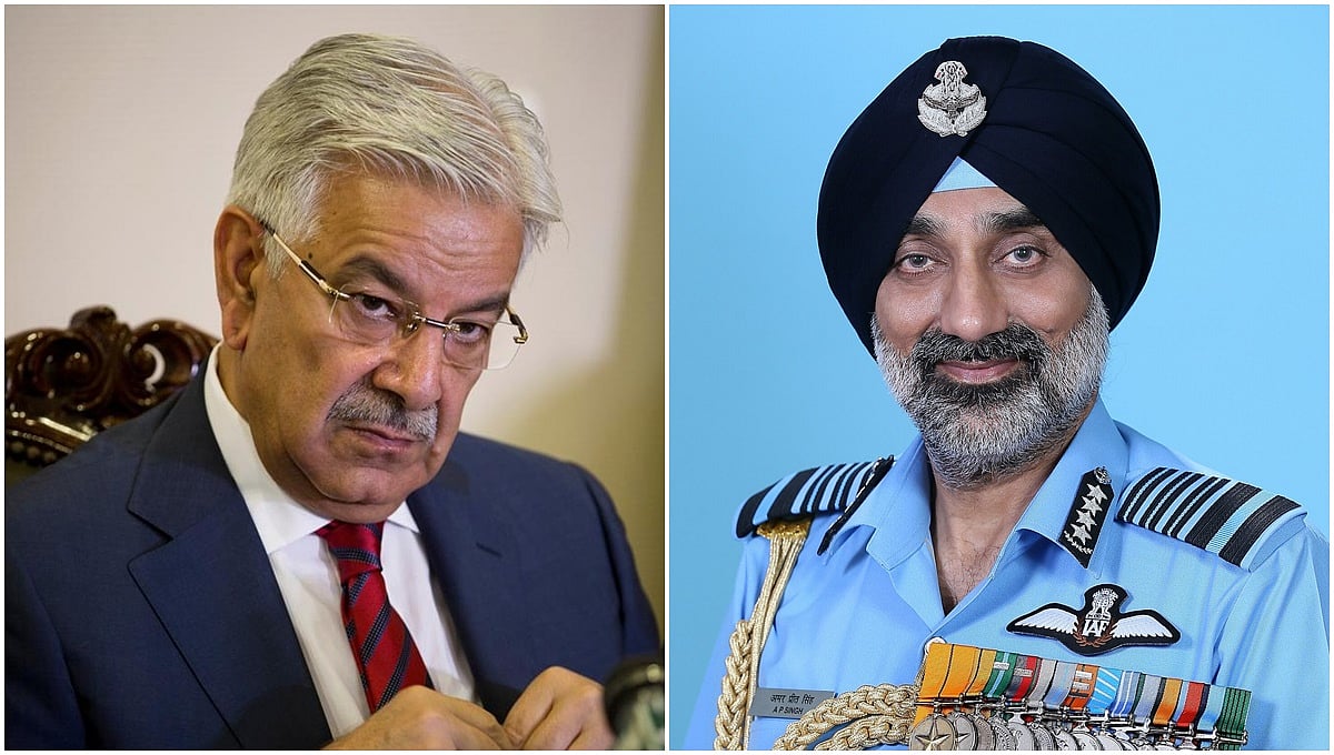 ಭಾರತ ನಮ್ಮ ಒಂದೇ ಒಂದು ವಿಮಾನವನ್ನೂ ಹೊಡೆದಿಲ್ಲ: IAF ಮುಖ್ಯಸ್ಥರ ಹೇಳಿಕೆಗೆ ಪಾಕಿಸ್ತಾನ ರಕ್ಷಣಾ ಸಚಿವ ಕಿಡಿ!
