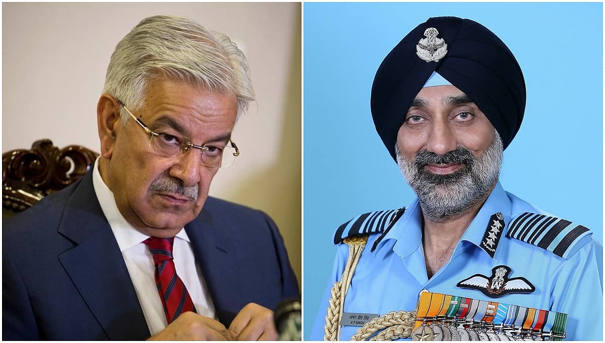 ಭಾರತ ನಮ್ಮ ಒಂದೇ ಒಂದು ವಿಮಾನವನ್ನೂ ಹೊಡೆದಿಲ್ಲ: IAF ಮುಖ್ಯಸ್ಥರ ಹೇಳಿಕೆಗೆ ಪಾಕಿಸ್ತಾನ ರಕ್ಷಣಾ ಸಚಿವ ಕಿಡಿ!