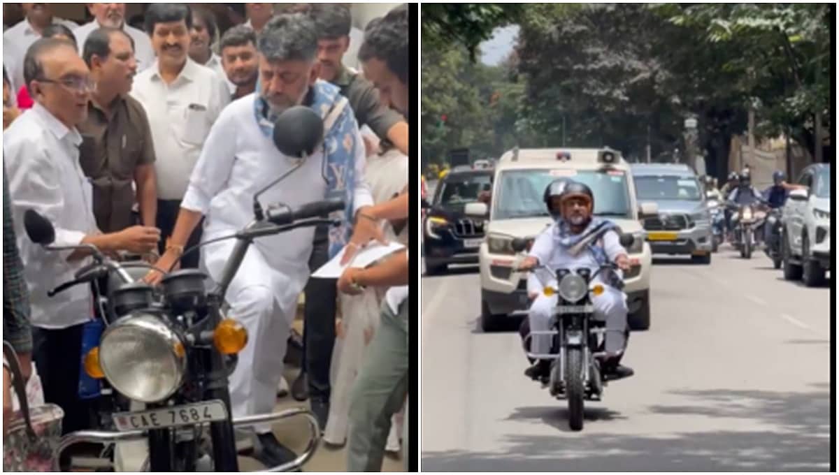 ಬೆಂಗಳೂರು: 'ರಸ್ತೆ ಗುಂಡಿ'ಗಳ ವೀಕ್ಷಣೆಗೆ ತಮ್ಮ ಬೈಕ್ನಲ್ಲಿ ಡಿಕೆಶಿ ಸಿಟಿ ರೌಂಡ್ಸ್! Video