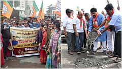 'ಹೋದಲ್ಲಿ, ಬಂದಲ್ಲಿ ಹೊಂಡ-ಗುಂಡಿ': ಬೆಂಗಳೂರು ಸೇರಿ ರಾಜ್ಯಾದ್ಯಂತ ಬಿಜೆಪಿ 'ರಸ್ತೆ ತಡೆ' ಪ್ರತಿಭಟನೆ; Video