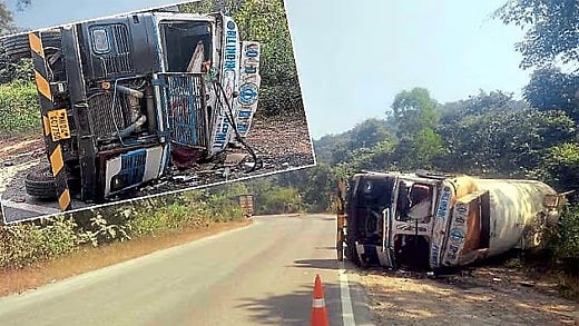 ಅಂಕೋಲಾ ಬಳಿ ಟ್ಯಾಂಕರ್‌ ಪಲ್ಟಿ; ಮೀಥೇನ್ ಅನಿಲ  ಸೋರಿಕೆ, ಸ್ಥಳದಲ್ಲಿ ನಿಷೇಧಾಜ್ಞೆ ಜಾರಿ!