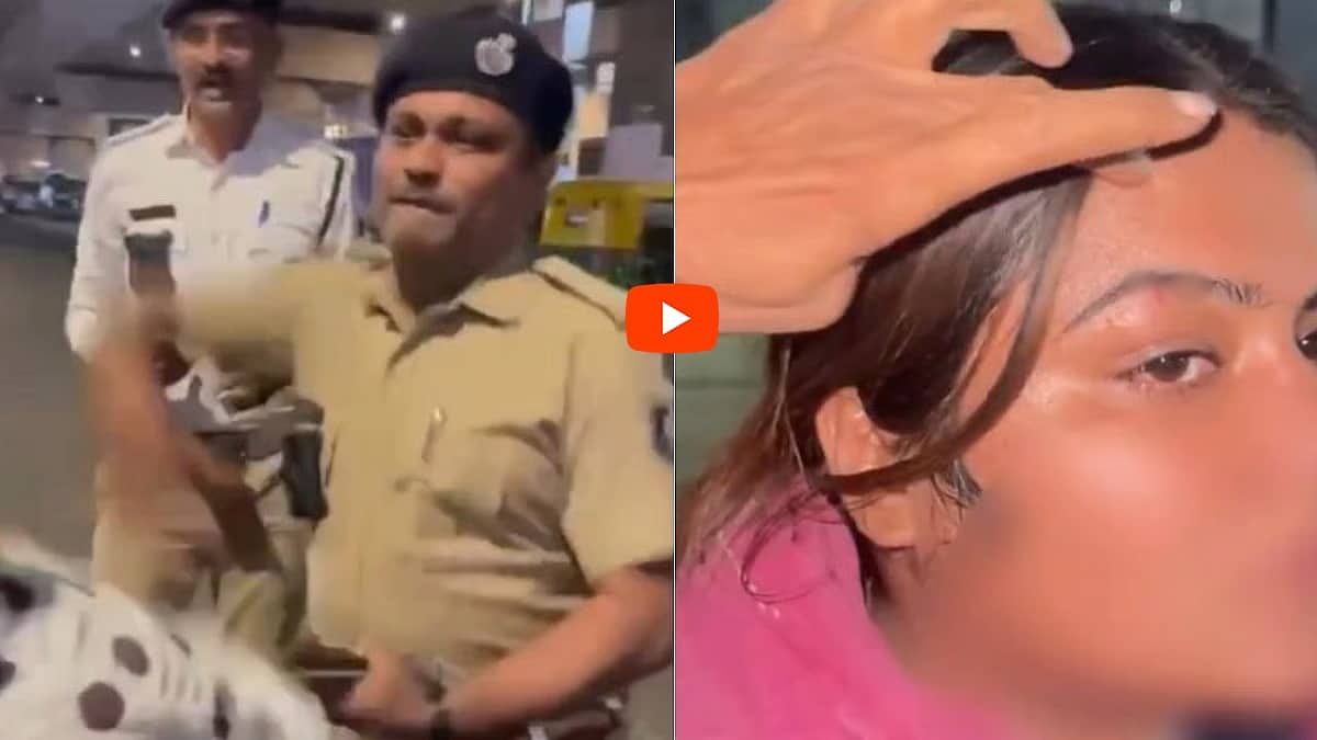ಬೈಕ್ ಚಲಾಯಿಸುತ್ತಿದ್ದ ಮಹಿಳೆಗೆ ಹೆಡ್ ಕಾನ್ಸ್ಟೆಬಲ್ ಕಪಾಳಮೋಕ್ಷ: ವಿಡಿಯೋ ವೈರಲ್