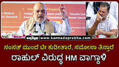 Watch | ಸಂಸತ್ ಮುಂದೆಯೇ ಟೀ ಕುಡೀತಾರೆ, ಸಮೋಸಾ ತಿನ್ತಾರೆ; ದೇಶಕ್ಕೇ ಅವಮಾನ- ರಾಹುಲ್ ವಿರುದ್ಧ ಅಮಿತ್ ಶಾ ವಾಗ್ದಾಳಿ