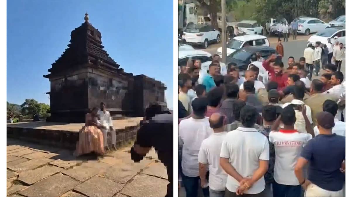 Video: ಚಪ್ಪಲಿ, ಶೂ ಧರಿಸಿ ದೇಗುಲದಲ್ಲಿ ಪ್ರೀ-ವೆಡ್ಡಿಂಗ್ ಫೋಟೋಶೂಟ್; ಸ್ಥಳೀಯರ ತೀವ್ರ ವಿರೋಧ, ಹಲ್ಲೆ
