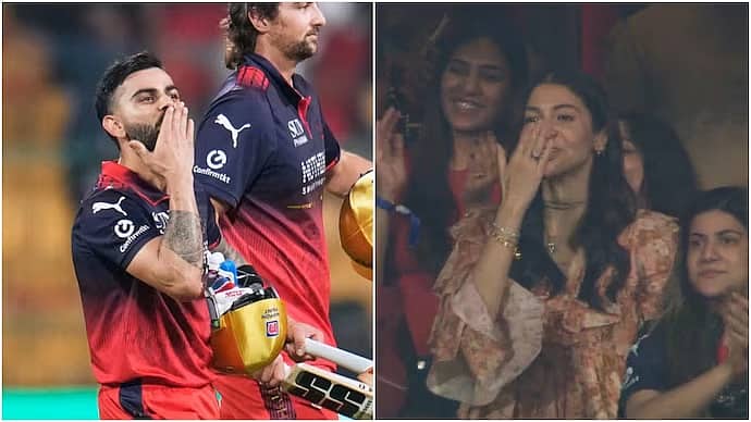RCB ಶುಭಾರಂಭ ನಂತರ ಅನುಷ್ಕಾ ಶರ್ಮಗೆ ಫ್ಲೈಯಿಂಗ್ ಕಿಸ್ ಕೊಟ್ಟ ವಿರಾಟ್ ಕೊಹ್ಲಿ; 'ಇವರು ಇನ್ನೂ ಡೇಟಿಂಗ್ ಮಾಡ್ತಾ ಇದ್ದಾರೆ'; ಅಭಿಮಾನಿಗಳಿಂದ ಉದ್ಗಾರ; Video