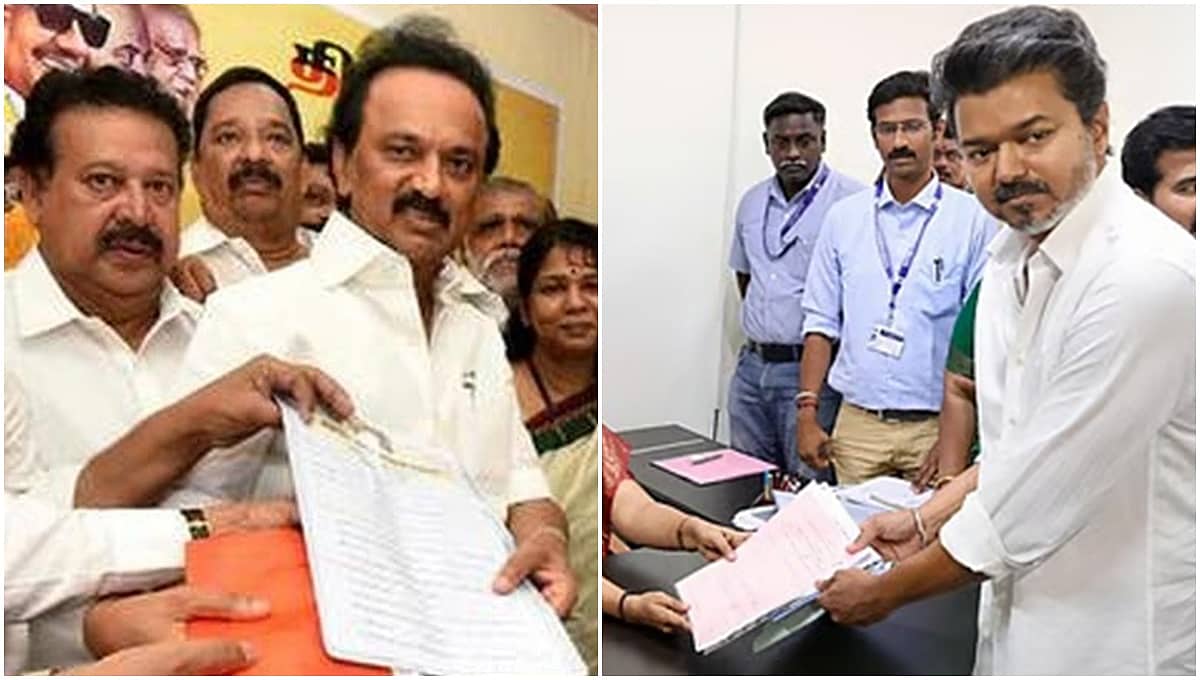 ತಮಿಳುನಾಡು ಚುನಾವಣೆ: ಮುಖ್ಯಮಂತ್ರಿ ಎಂ.ಕೆ ಸ್ಟಾಲಿನ್, ಟಿವಿಕೆ ವಿಜಯ್ ನಾಮಪತ್ರ ಸಲ್ಲಿಕೆ