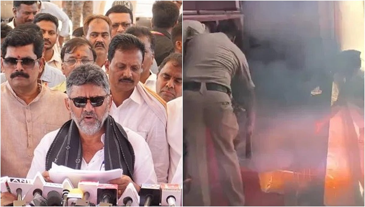 ಸಾಮೂಹಿಕ ವಿವಾಹ ಕಾರ್ಯಕ್ರಮದ ವೇದಿಕೆ ಬಳಿ ಶಾರ್ಟ್ ಸರ್ಕ್ಯೂಟ್ ನಿಂದ ಬೆಂಕಿ ಅವಘಡ: ಡಿಸಿಎಂ ಡಿ.ಕೆ ಶಿವಕುಮಾರ್ ಪಾರು