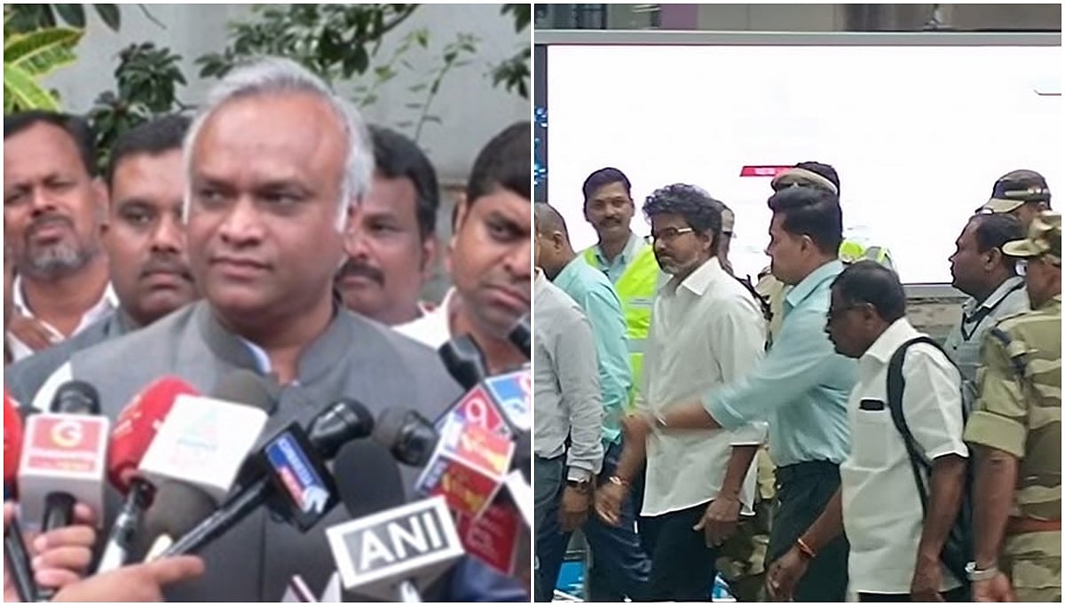ನಮ್ಮ ರಾಜ್ಯದ ಭಾಷೆ, ಭೂಮಿ, ನೆಲ-ಜಲ ವಿಚಾರದಲ್ಲಿ ರಾಜಿಯಿಲ್ಲ; ವಿಜಯ್ ಅವರು ಬಂದು ದೇವರ ದರ್ಶನ ಪಡೆದುಕೊಂಡು ಹೋಗಲಿ: ಪ್ರಿಯಾಂಕ್ ಖರ್ಗೆ; Video