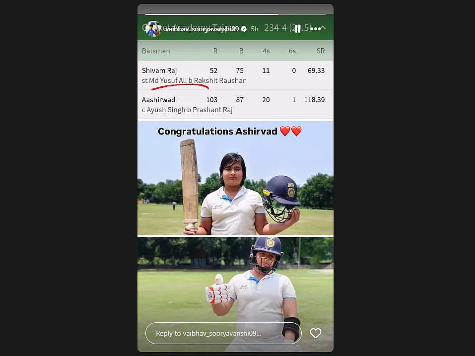 Vaibhav Sooryavanshi post
