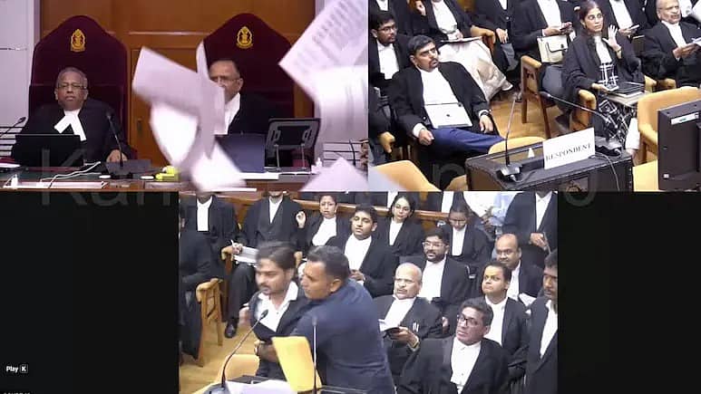ಸುಪ್ರೀಂಕೋರ್ಟ್ ನಲ್ಲಿ ಹೈಡ್ರಾಮ: ಕೋರ್ಟ್ ಹಾಲ್ ನಲ್ಲಿ ಕಾಗದ ಪತ್ರ ಎಸೆದು, CJI ನಿಂದಿಸಿದ ದೂರುದಾರ!