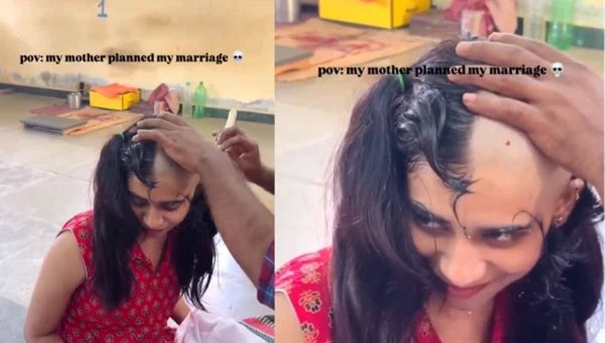 ಅರೆಂಜ್ ಮ್ಯಾರೇಜ್ ತಪ್ಪಿಸಲು ರಸ್ತೆಯಲ್ಲೇ ತಲೆ ಬೋಳಿಸಿಕೊಂಡ ಯುವತಿ; ವಿಡಿಯೋ ವೈರಲ್!