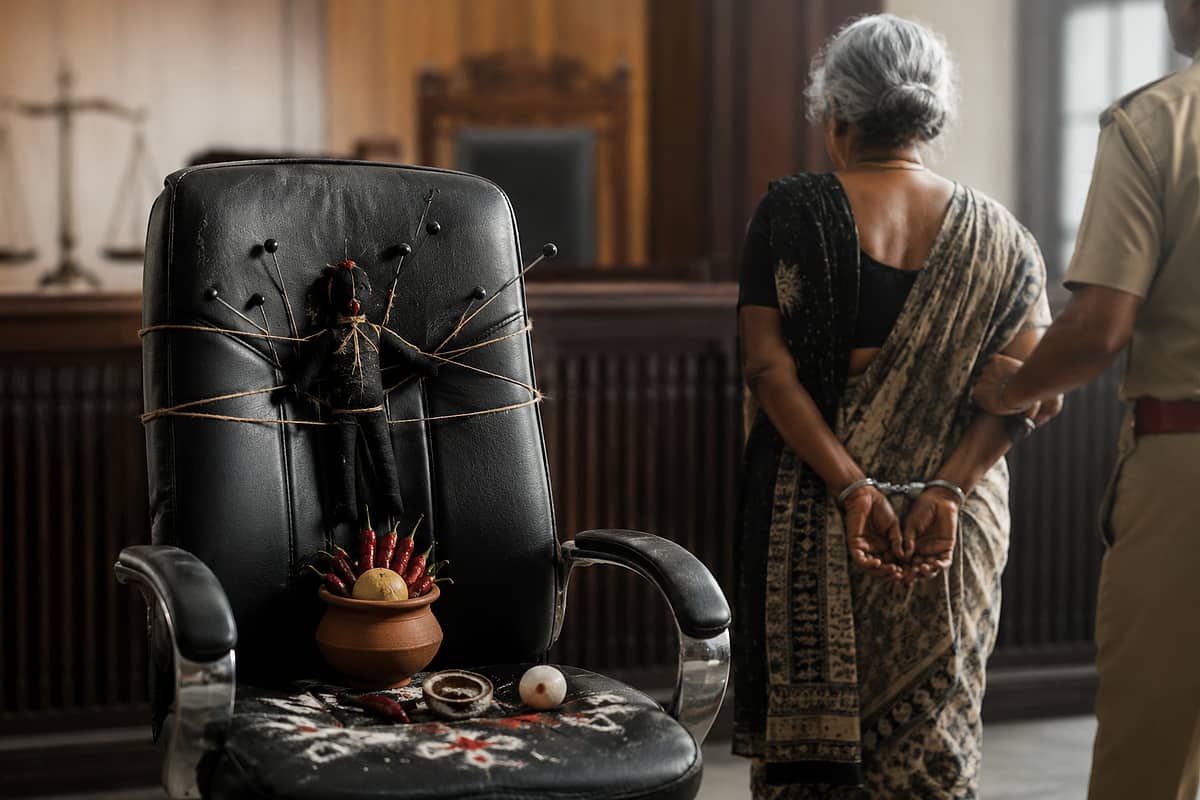 ಚಿಕ್ಕಬಳ್ಳಾಪುರ: 'ನಮ್ಮ ಪರವೇ ತೀರ್ಪು ಬರಲಿ'; ಜಡ್ಜ್ ಕುರ್ಚಿ ಮೇಲೆ ಬಿಳಿ ಸಾಸಿವೆ ಕಾಳು ಹಾಕಿ ಬ್ಲ್ಯಾಕ್ ಮ್ಯಾಜಿಕ್, ಮಹಿಳೆ ಅರೆಸ್ಟ್!