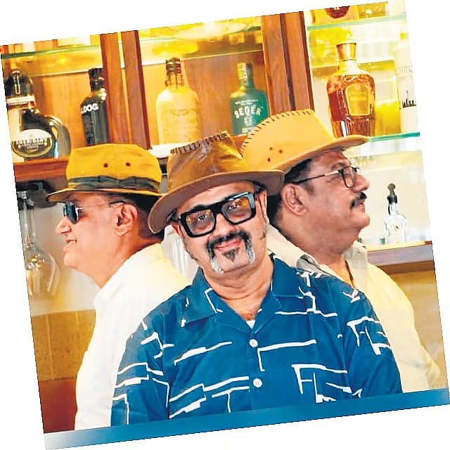 Paranjape with his two close friends and co-artistes in one of his songs