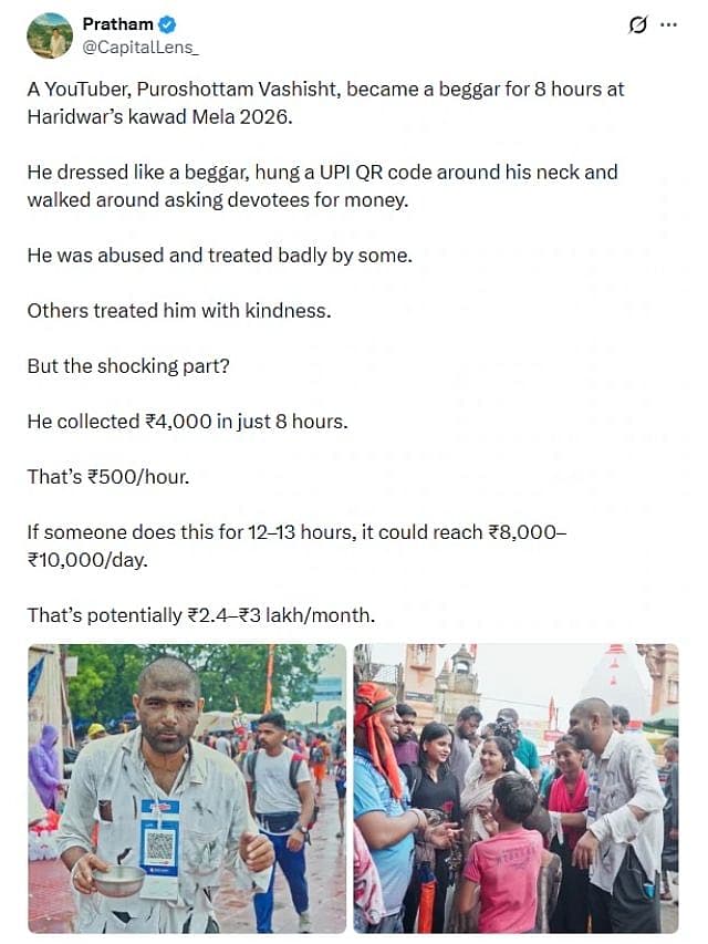 YouTuber Turns Beggar at Haridwar Mela