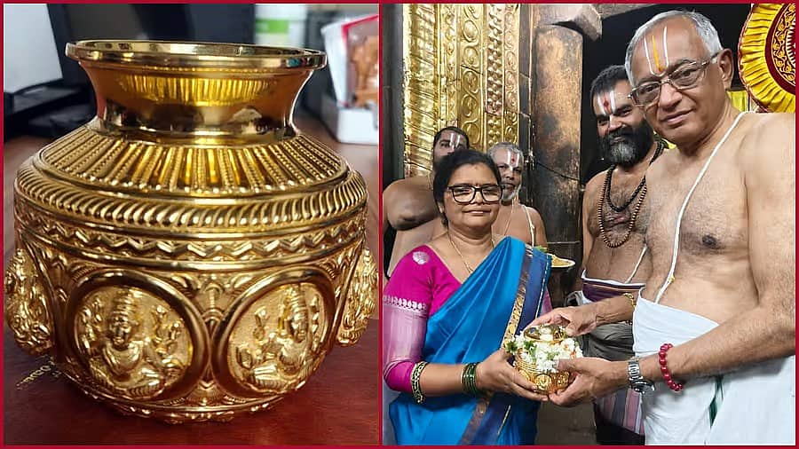 ಮಂಡ್ಯ: ಶ್ರೀರಂಗನಾಥ ದೇವಾಲಯಕ್ಕೆ ಕಾಣಿಕೆಯಾಗಿ 66 ಲಕ್ಷ ರೂ ಬೆಲೆಯ 'ಬಂಗಾರದ ಕಳಶ' ಕೊಟ್ಟ ಉದ್ಯಮಿ!ಯಾರಿದು?