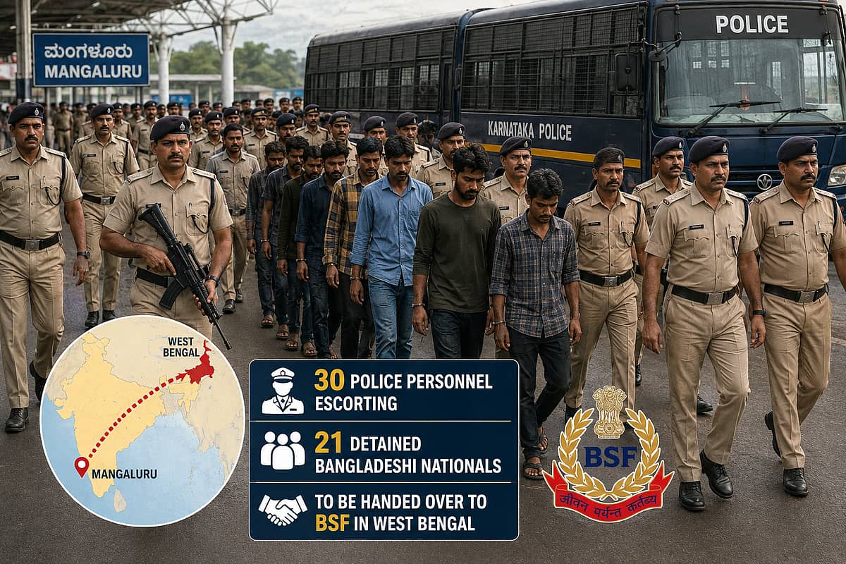 21 ಬಾಂಗ್ಲಾದೇಶಿ ಪ್ರಜೆಗಳನ್ನು ಪಶ್ಚಿಮ ಬಂಗಾಳಕ್ಕೆ ಕರೆದೊಯ್ಯಲು ಮಂಗಳೂರು ಪೊಲೀಸರು ಸಜ್ಜು; BSFಗೆ ಹಸ್ತಾಂತರ ಪ್ರಕ್ರಿಯೆ