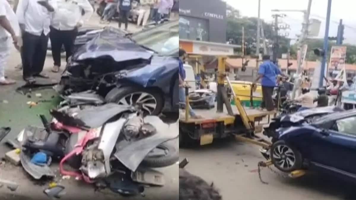 ಬೆಂಗಳೂರು: ಸಿಗ್ನಲ್ನಲ್ಲಿ ನಿಂತಿದ್ದ ಬೈಕ್ಗೆ ವೇಗವಾಗಿ ಬಂದ ಕಾರು ಡಿಕ್ಕಿ, ಹೇರ್ ಸ್ಟೈಲಿಸ್ಟ್ ಸಾವು; Video